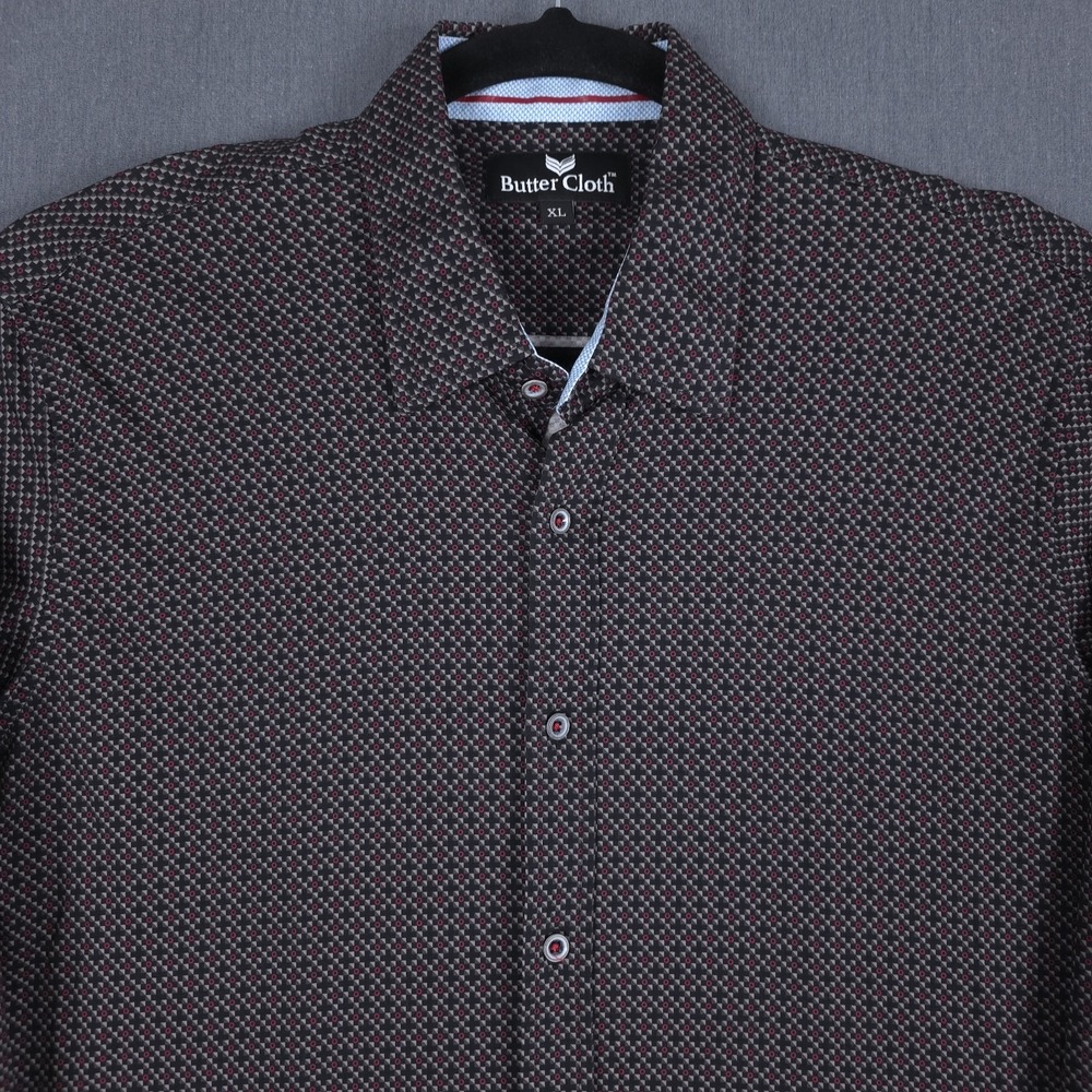 Buttercloth Shirt Mens XL Geometric Long Sleeve Button Up Flip Cuff - Picture 2 of 11
